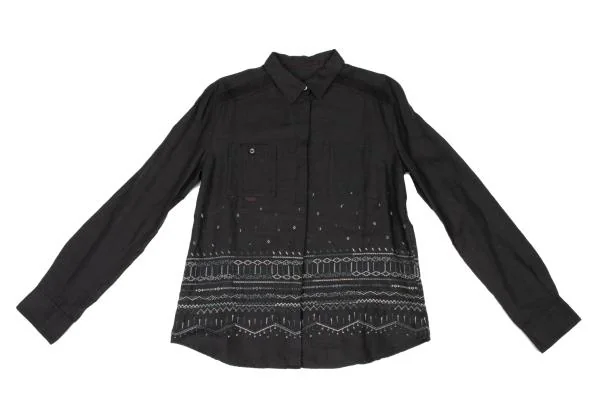Mademoiselle NON NON Linen Embroidery Design Shirt K-139682_002