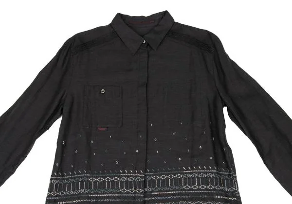 Mademoiselle NON NON Linen Embroidery Design Shirt K-139682_003