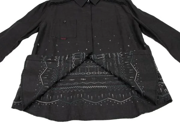 Mademoiselle NON NON Linen Embroidery Design Shirt K-139682_013