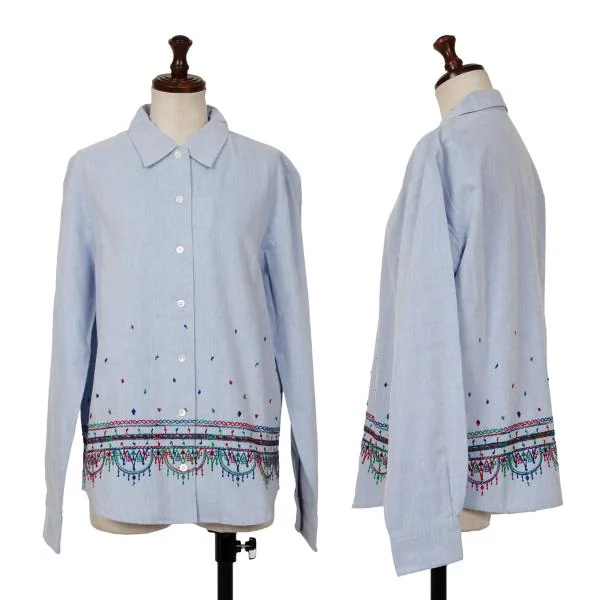 Mademoiselle NON NON Colorful Embroidery Shirt Blue L K-139683_001