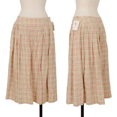 Mademoiselle NON NON Linen Check Pleated Skirt