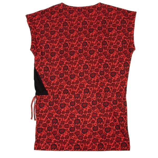 ツモリチサトTSUMORI CHISATO ヒマワリプリント切替フレンチスリーブチュニック 赤紺白2 K-139693_010