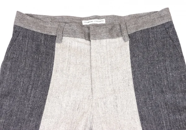 TSUMORI CHISATO Wool Rayon Switching Herringbone Pants K-139705_003