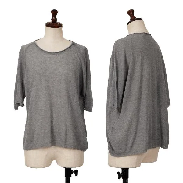 ISSEY MIYAKE HaaT Cotton Nylon Short Sleeve Knit Grey M K-139759_001