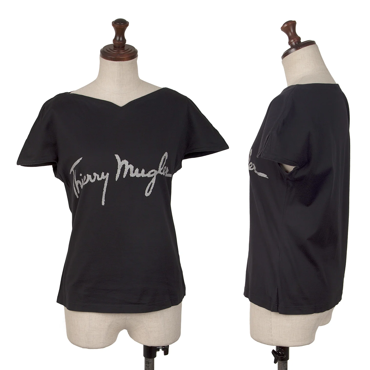 Tシャツ・カットソー MUGLER SS25 MADONNA NECK TOP (25P2TO07881133 1999) khaki mugler logo t-shirt | MUGLER Official Website – Mugler