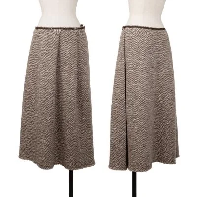 Y's  Wool Herringbone Tuck Pin Skirt