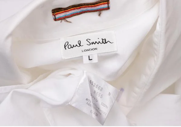 ポールスミスPaul Smith 直筆サイン入り コットンロングカフスデザインシャツ 白L K-139826_020