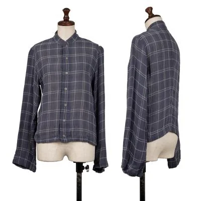 Y's Check Pattern Summer Wool Stand Collar Jacket