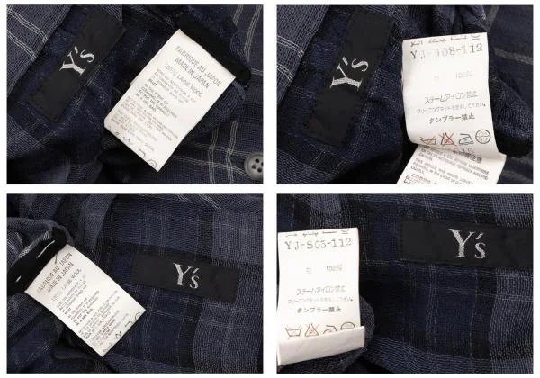 Y's Check Pattern Summer Wool Jacket & Skirt K-139875_018