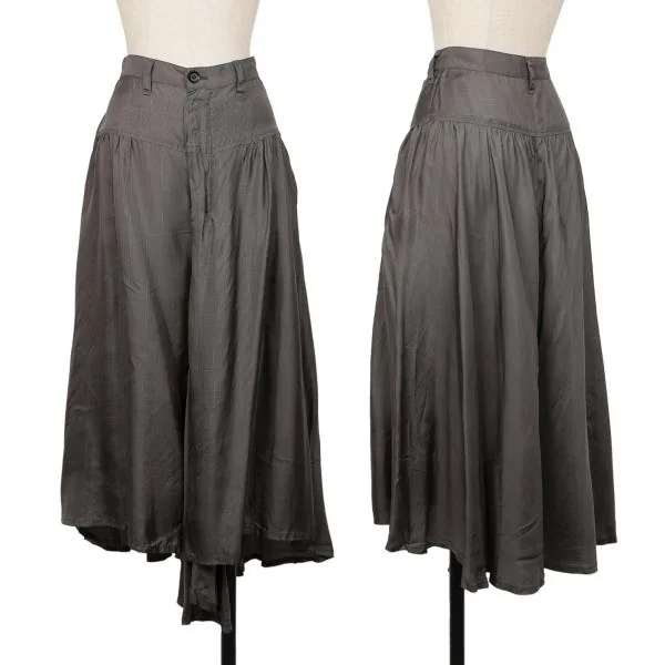 Y's Check Tuck Gather Skirt Grey 2 K-139880_001