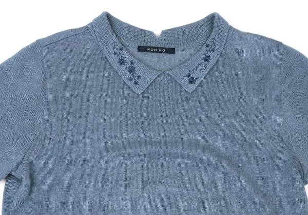 NON NO ademoiselle NON NON Floral Embroidery Knit Polo Shirt K-139899_003