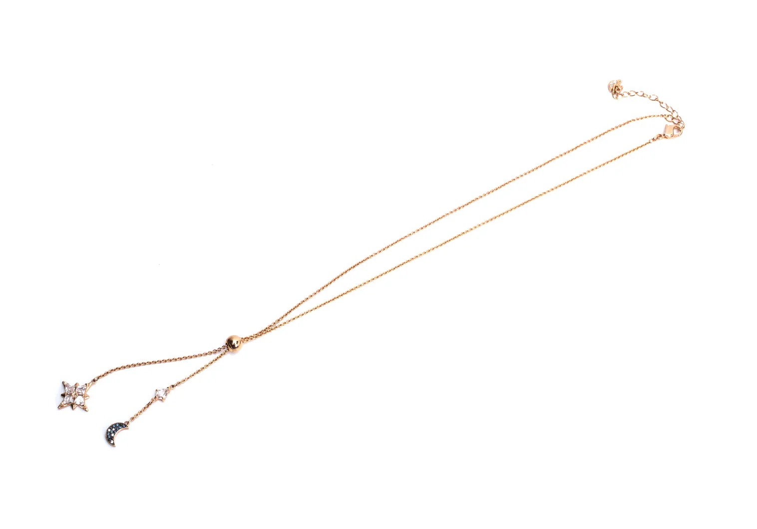 SWAROVSKI Star & Moon Design Rhinestone Neckless Gold | PLAYFUL
