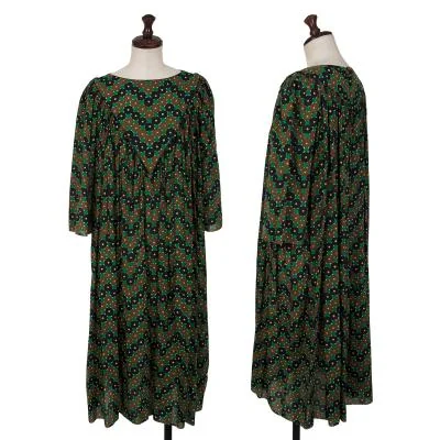 mina perhonen Circle Print Front Gathered Dress