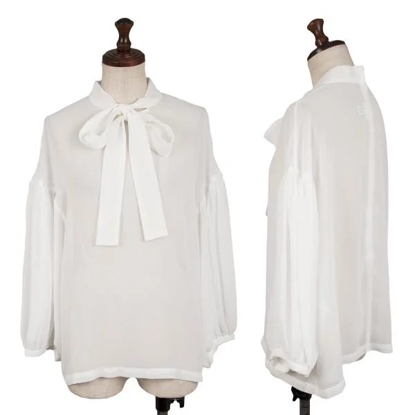 COMME des GARCONS Neck String Design See-through Blouse White XS K-139963_001