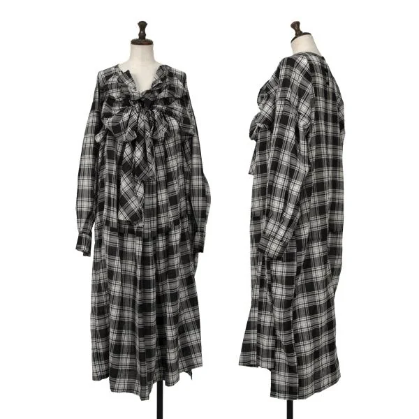 tao Ribbon Gather Check Dress Black S K-139977_001