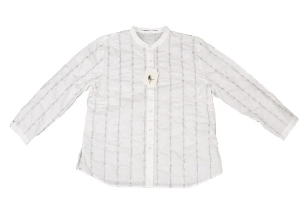 Mademoiselle NON NON Stripe Embroidery Band Collar Shirt K-139994_002