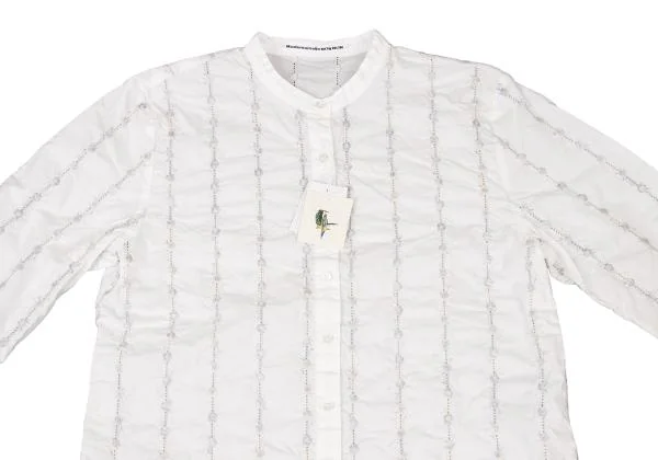 Mademoiselle NON NON Stripe Embroidery Band Collar Shirt K-139994_003