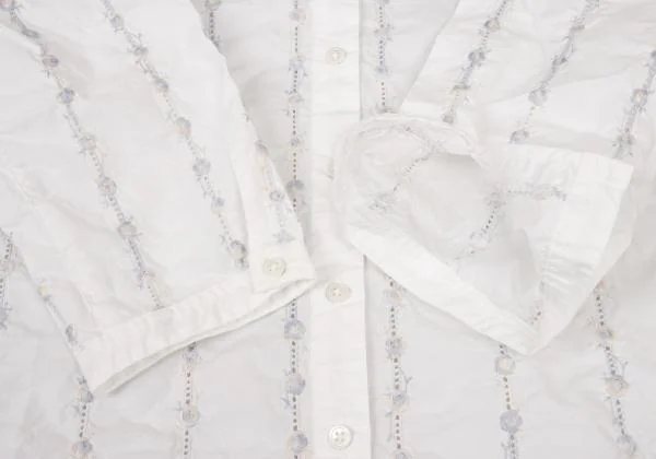 Mademoiselle NON NON Stripe Embroidery Band Collar Shirt K-139994_007