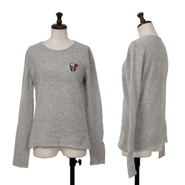 Lucien PellatFinet Skull Embroidery Cashmere Knit Sweater Grey S K-140009_001