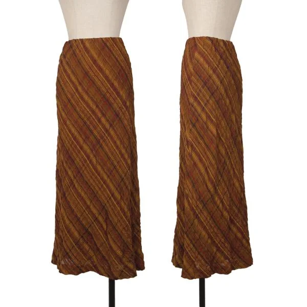 JURGEN LEHL Silk Bias Check Skirt Brown M K-140040_001