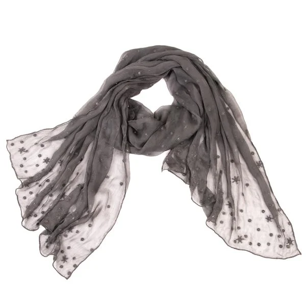 YOSHIE INABA Bijou Design See-through Stole Grey  K-140078_001