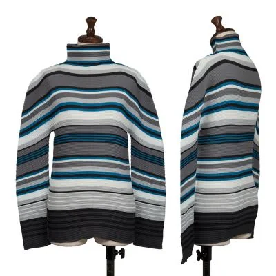 ISSEY MIYAKE me Gradation Striped Pleats Turtleneck T-shirt