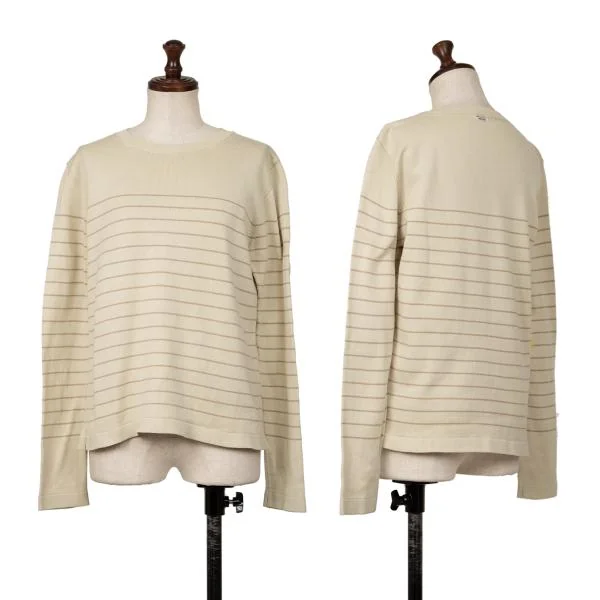 Mademoiselle NON NON Cotton Striped Knit Sweater Beige M K-140121_001