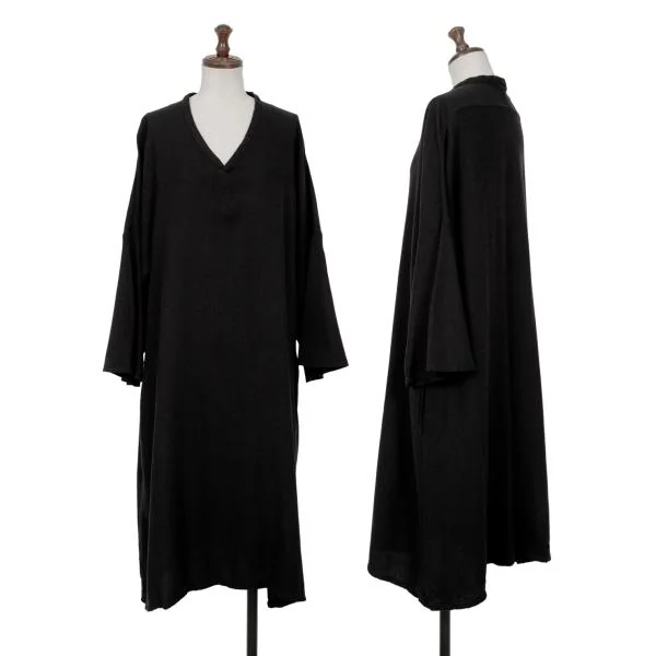 Plantation Dyed Cotton Wool Dress Black 2 K-140160_001