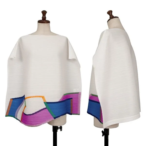 PLEATS PLEASE COAST Graphic Curve Embroidered Sleeveless Shirt White 3 K-140174_001