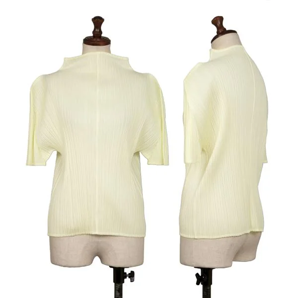 PLEATS PLEASE Center Seam Pleats Turtleneck T-shirt Cream 3 K-140175_001