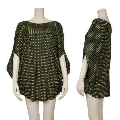 PLEATS PLEASE Block Print Circle Silhouette Top