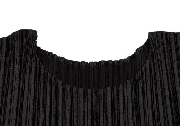 プリーツプリーズPLEATS PLEASE 裾超音波カッティングノースリーブワンピース 黒シルバー3 K-140192_004