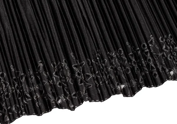 プリーツプリーズPLEATS PLEASE 裾超音波カッティングノースリーブワンピース 黒シルバー3 K-140192_008