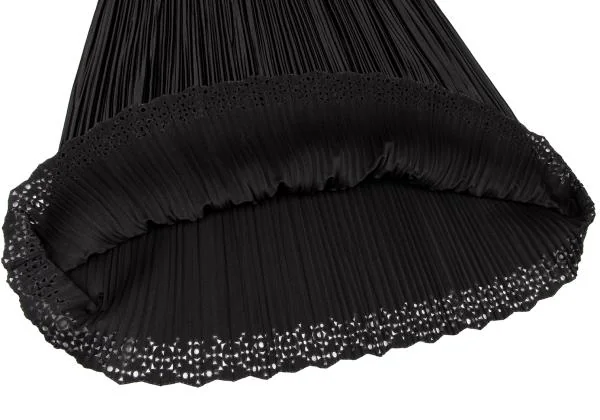 プリーツプリーズPLEATS PLEASE 裾超音波カッティングノースリーブワンピース 黒シルバー3 K-140192_009