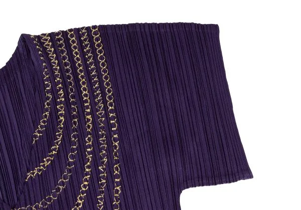 PLEATS PLEASE Gold Chain Embroidery Short Sleeve Tunic K-140205_006