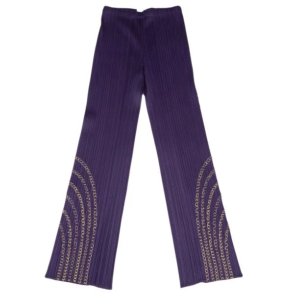 PLEATS PLEASE Gold Chain Embroidery Pants Purple 2 K-140207_001