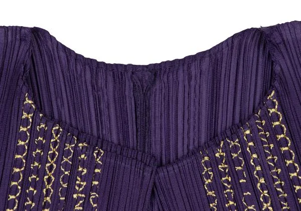 PLEATS PLEASE Gold Chain Embroidery Cardigan & Pants K-140208_005