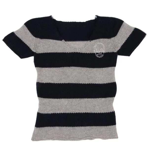 Lucien PellatFinet Cashmere Striped Skull Embroidery Knit K-140253_002