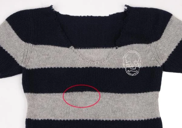 Lucien PellatFinet Cashmere Striped Skull Embroidery Knit K-140253_003