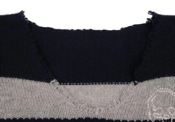 Lucien PellatFinet Cashmere Striped Skull Embroidery Knit K-140253_005