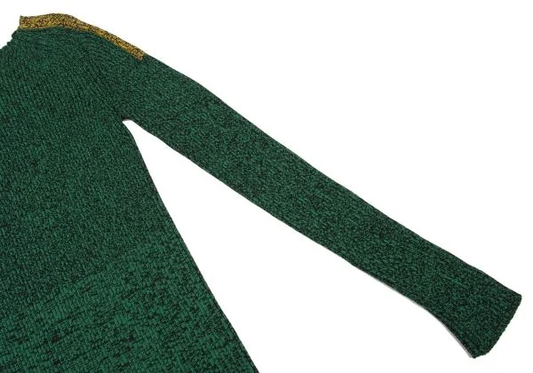 セリーヌCELINE コットンレーヨンバイカラーニット 緑M K-140278_006