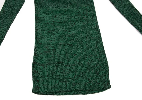 セリーヌCELINE コットンレーヨンバイカラーニット 緑M K-140278_008