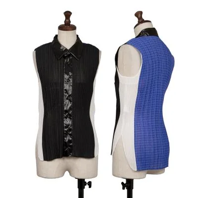 ISSEY MIYAKE Switching Pleated Sleeveless Shirt