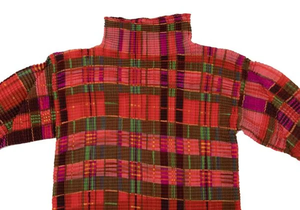 ISSEY MIYAKE Stretch Pleats Check Print T shirt K-140333_003