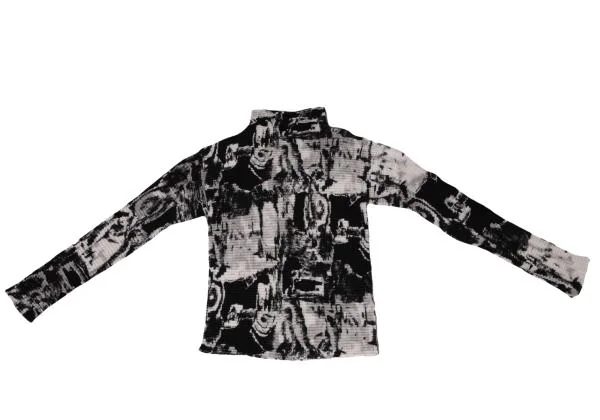 ISSEY MIYAKE Stretch Pleats Graphic Printed T-shirt K-140336_002