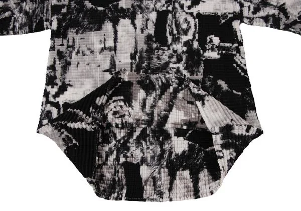 ISSEY MIYAKE Stretch Pleats Graphic Printed T-shirt K-140336_008
