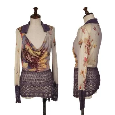 Jean Paul GAULTIER MAILLE FEMME Lace Switching Printed Top