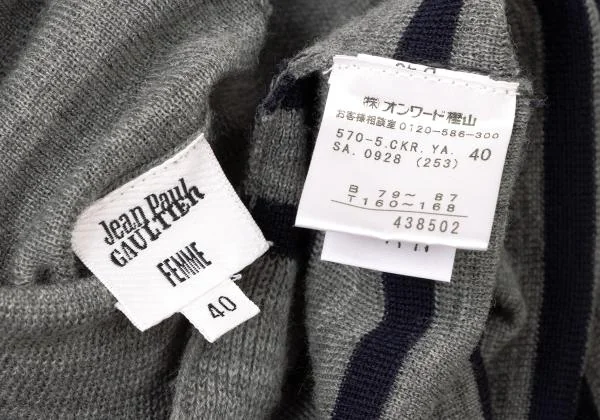 Jean Paul GAULTIER FEMME Stripe Turtle Neck Knit Sweater K-140380_014