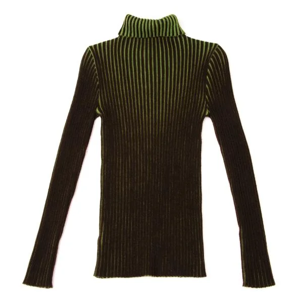 ジャンポールゴルチエ ファムJean Paul GAULTIER FEMME バイカラーリブタートルネックニットセーター 茶緑S位 K-140381_002