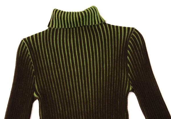 ジャンポールゴルチエ ファムJean Paul GAULTIER FEMME バイカラーリブタートルネックニットセーター 茶緑S位 K-140381_003